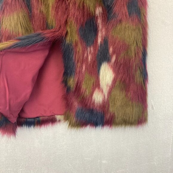 1.State Faux Fur Vest Multicolor Long Womens Small S Festival ASO Eliza Selfie - Picture 7 of 13